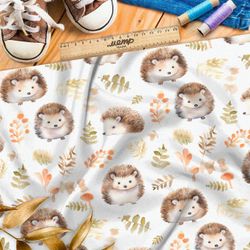 Ткань Ниагара Софт акварельные ёжики