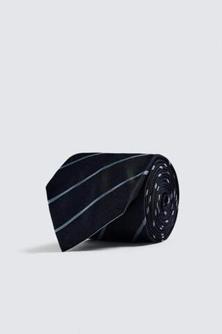 ZARA ГАЛСТУК ИЗ 100% ШЕРСТИ С ПРИНТОМ, СИНИЙ