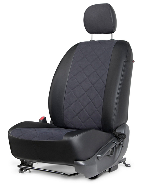 Авточехлы Rival Ромб (зад. спинка 40/60) для сидений Hyundai Creta I 2016-2021, алькантара/эко-кожа, черные, SC.2302.4