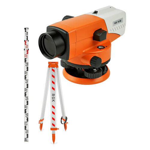 Комплект оптический нивелир RGK N-38 + штатив S6-N + рейка AMO S3 778282