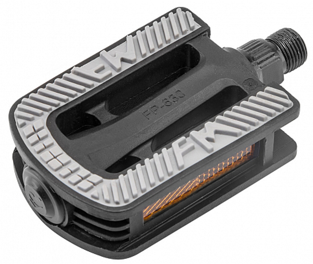 Педали FP-630 FEIMIN, ось 1/2" со светоотражателями, пластиковые чёрно-серые