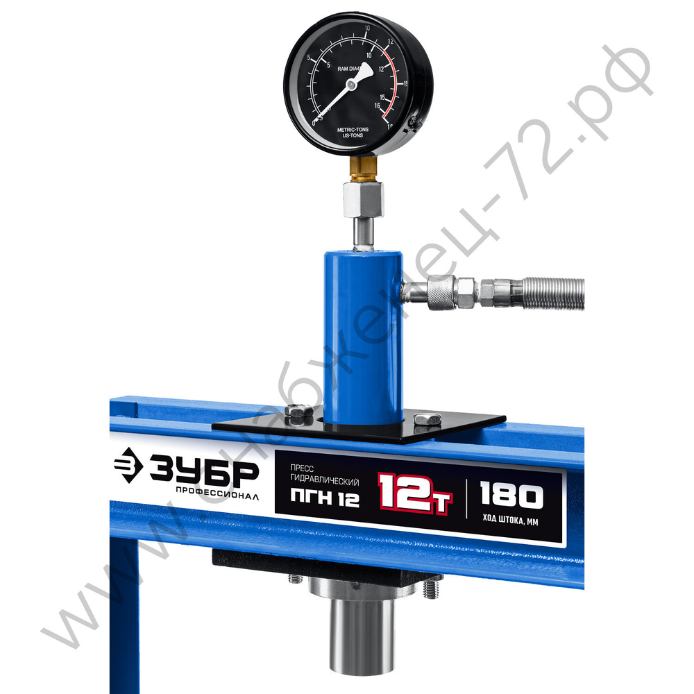 ЗУБР ПГН-12, 12 т, гидравлический пресс с гидронасосом и манометром, Профессионал (43072-12)