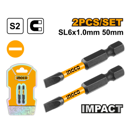 Набор ударных бит IMPACT INGCO SDBIM71SL650 INDUSTRIAL SL6х50 мм 2 шт.