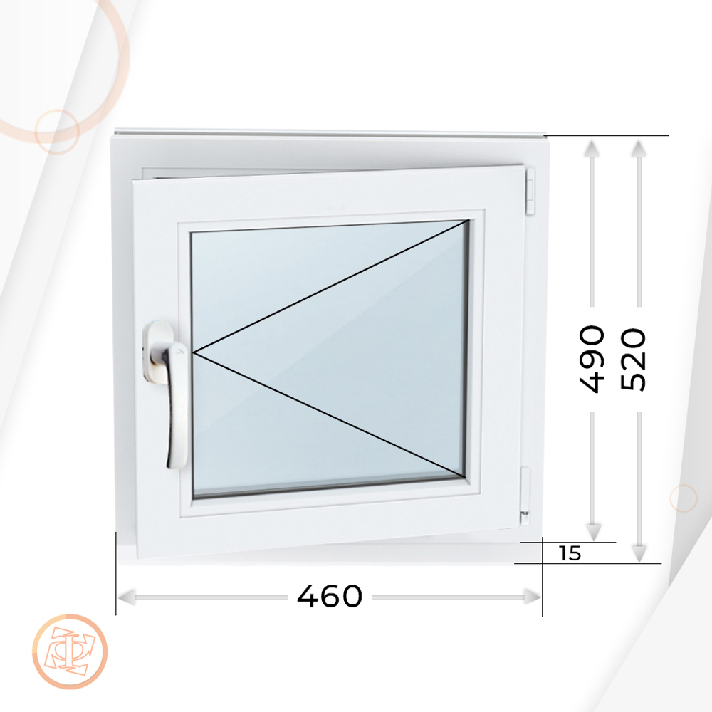 Пластиковое окно 490 х 460 ТермА Эко с поворотной створкой