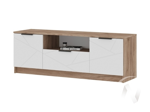 Тумба под ТВ ТВ 01 МС Орегон (дуб крафт табачный/белый супермат; дуб крафт табачный)