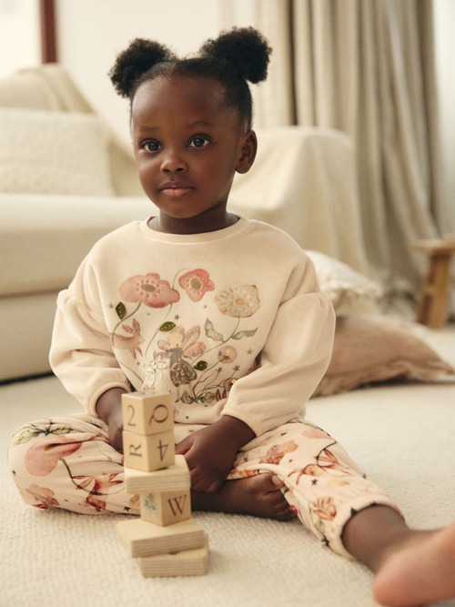 Пижама флисовая для девочки Next B55-964, Кремовый