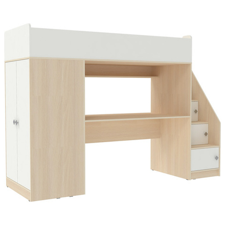 Кровать-чердак КарИВи Л-Ф606.3 75х190  Дуб Молочный Белый