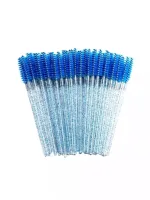 Щеточки для бровей и ресниц с блестящей ручкой, синие, 50 шт