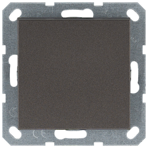 Выключатель одноклавишный проходной 10A 250V~ с накладкой, цвет Мокко