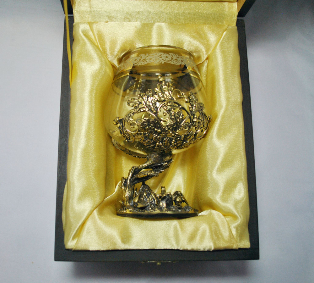 Бокал для коньяка Охота на Глухаря в подарочном футляре