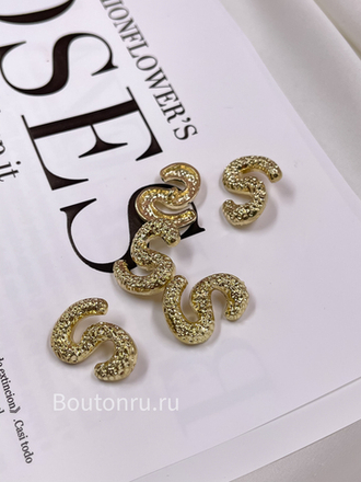 Пуговицы Скиапар. золотистые мятые  "S"
