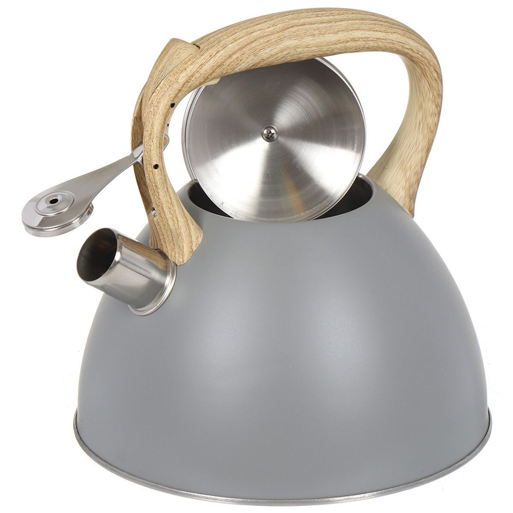 Чайник нерж, 3 л, свист, ручк с силик покр, Daniks, индукц, сер, MSY-079G