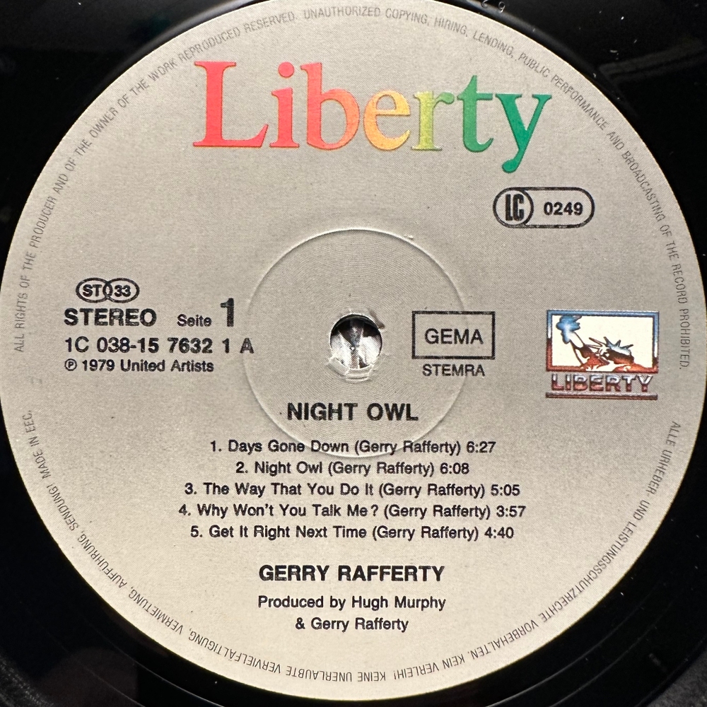 Gerry Rafferty - Night Owl (Европа)