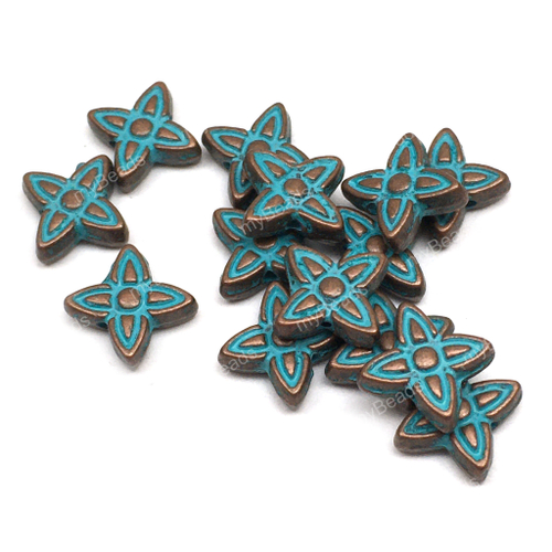 Бусины с патиной "Звезда" 8х8 мм (10 шт), под медь