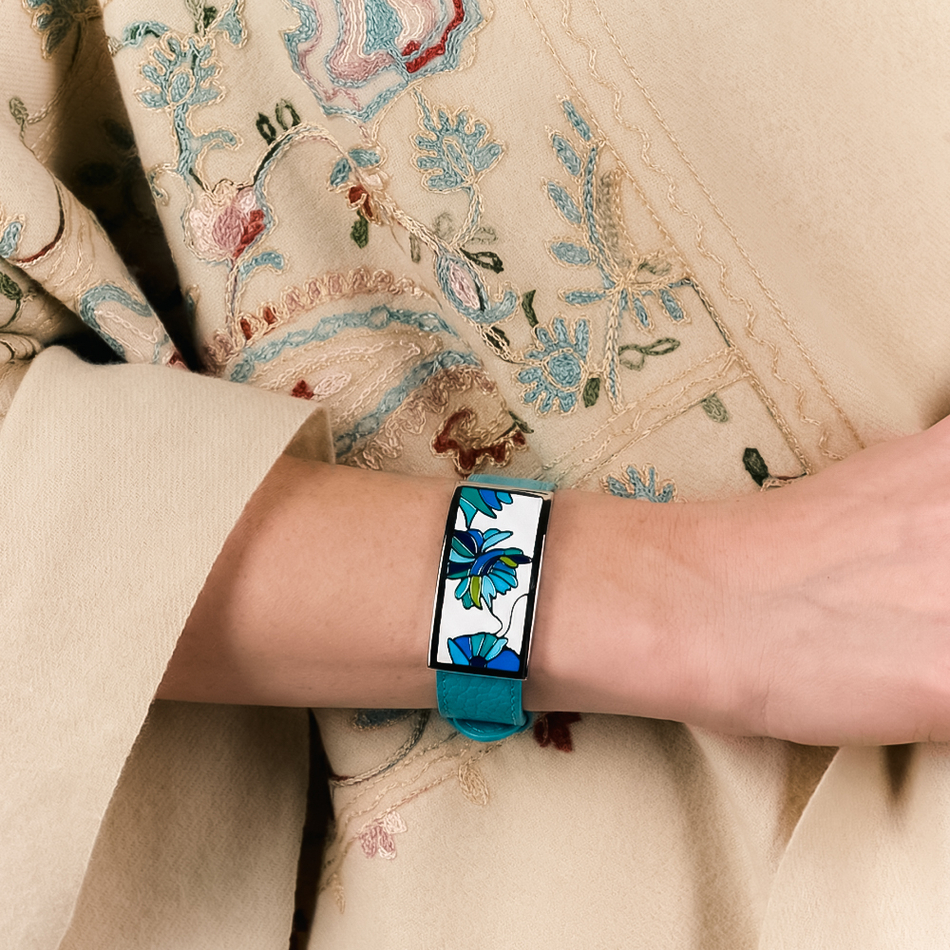 Браслет Fiore Luna на бирюзовом кожаном ремешке CB13599-4A