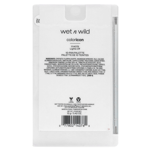 wet n wild, Color Icon, палитра теней из 10 оттенков, 1114076 Light Off, 12 г (0,42 унции)