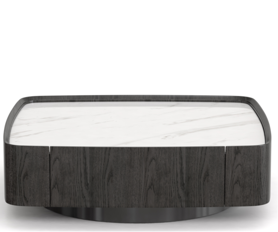 Стол журнальный с выдвижными ящиками 4613, 100х100 см, белая керамика