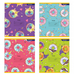 Тетрадь 12л., клетка, Alingar, скрепка, блок офсет, 100% белизна, мелованный картон (стандарт), "Пончики"