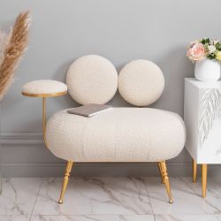 Банкетка Пьяно Золото Букле Белый