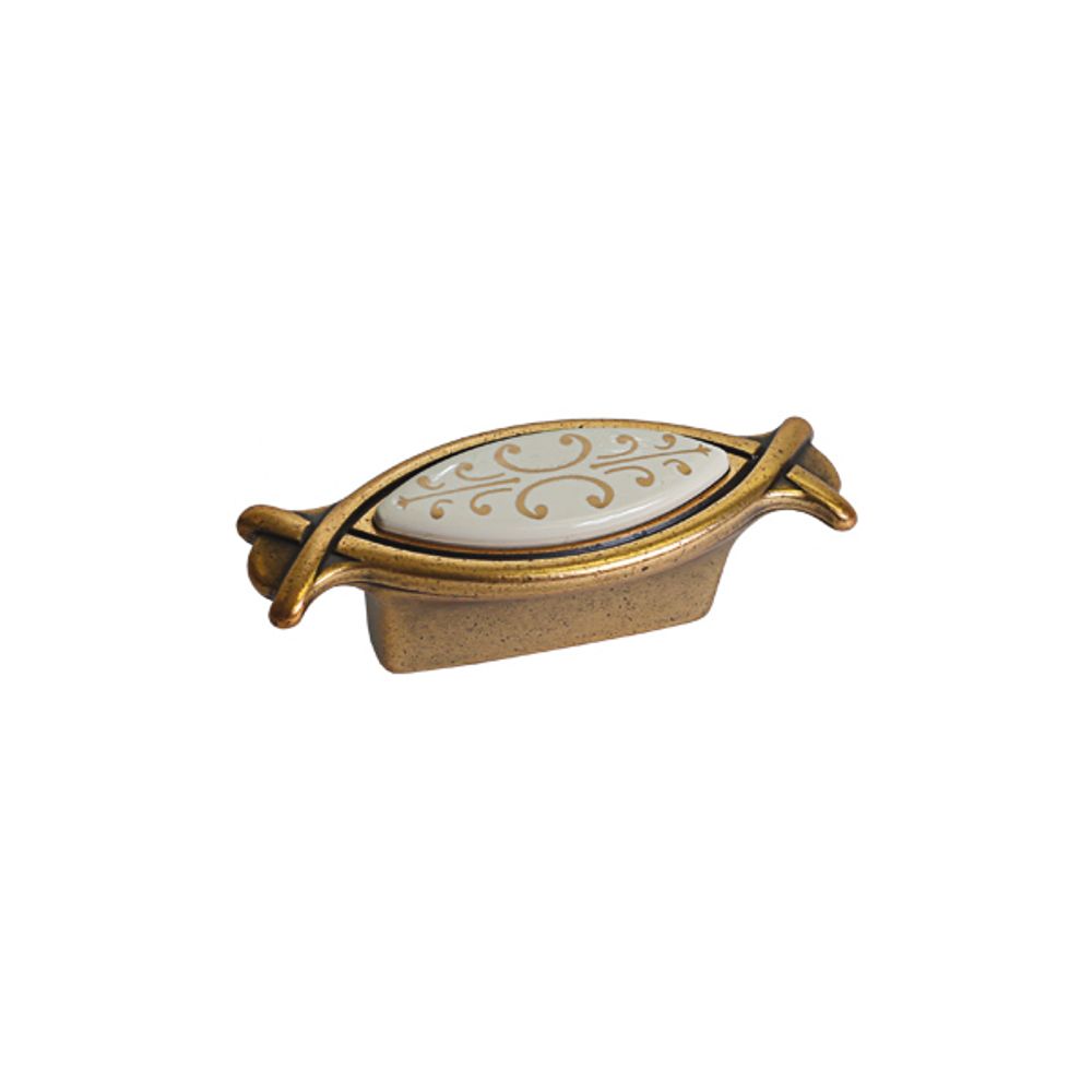 Ручка-кнопка 32мм, отделка бронза античная красная + вставка