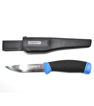 Нож туристический СЛЕДОПЫТ универсальный, прорезиненная ручка, клинок 100 мм, в чехле