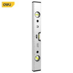 Строительный пузырьковый уровень 400мм Deli DL700400B (алюминиевый сплав, 3 глазка, магнит, линейка)