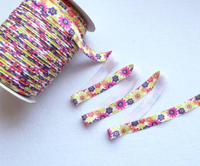Бейка трикотажная (эластичная, 1,5см). Цвет- Цветочная