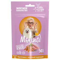 Molina Лакомство для собак мелких пород и щенков Косточки с вяленой курицей, 50г