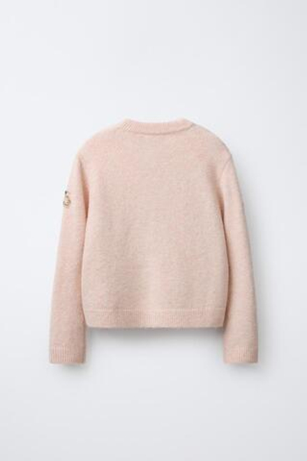 ZARA КАРДИГАН С ЦВЕТОЧНЫМИ БУСИНАМИ, ЦВЕТ РОЗОВОГО ДЕРЕВА