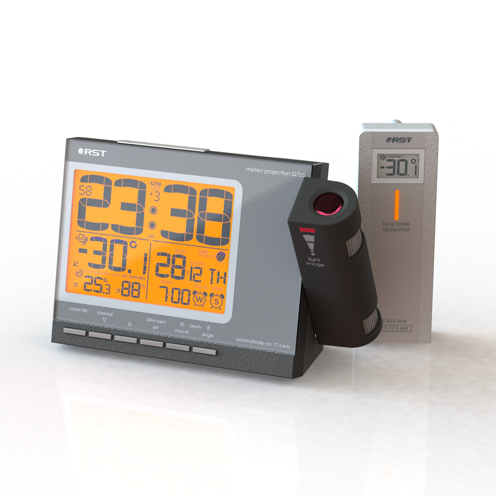 Проекционные часы c радиодатчиком RST meteo projection Q765, темный графит