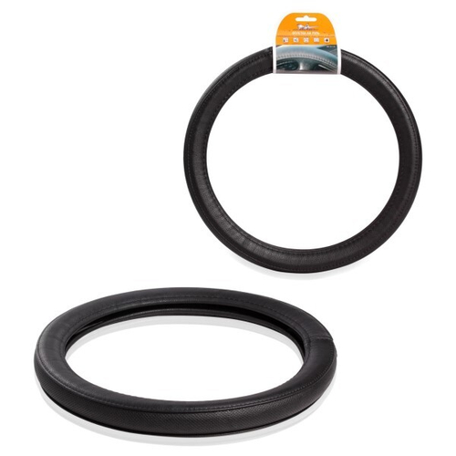 Оплетка руля M 37-39 см комбинированная, гладкая/перфор. кожа, черная (AIRLINE)