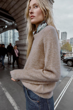 ZARA СВИТЕР ИЗ ШЕРСТИ И АЛЬПАКИ, СЕРОВАТО-КОРИЧНЕВЫЙ