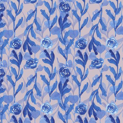 Синий цветочный узор на золотом