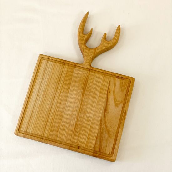 Доска разделочная, для нарезки и подачи "Рога", 35 х 25, массив ясеня