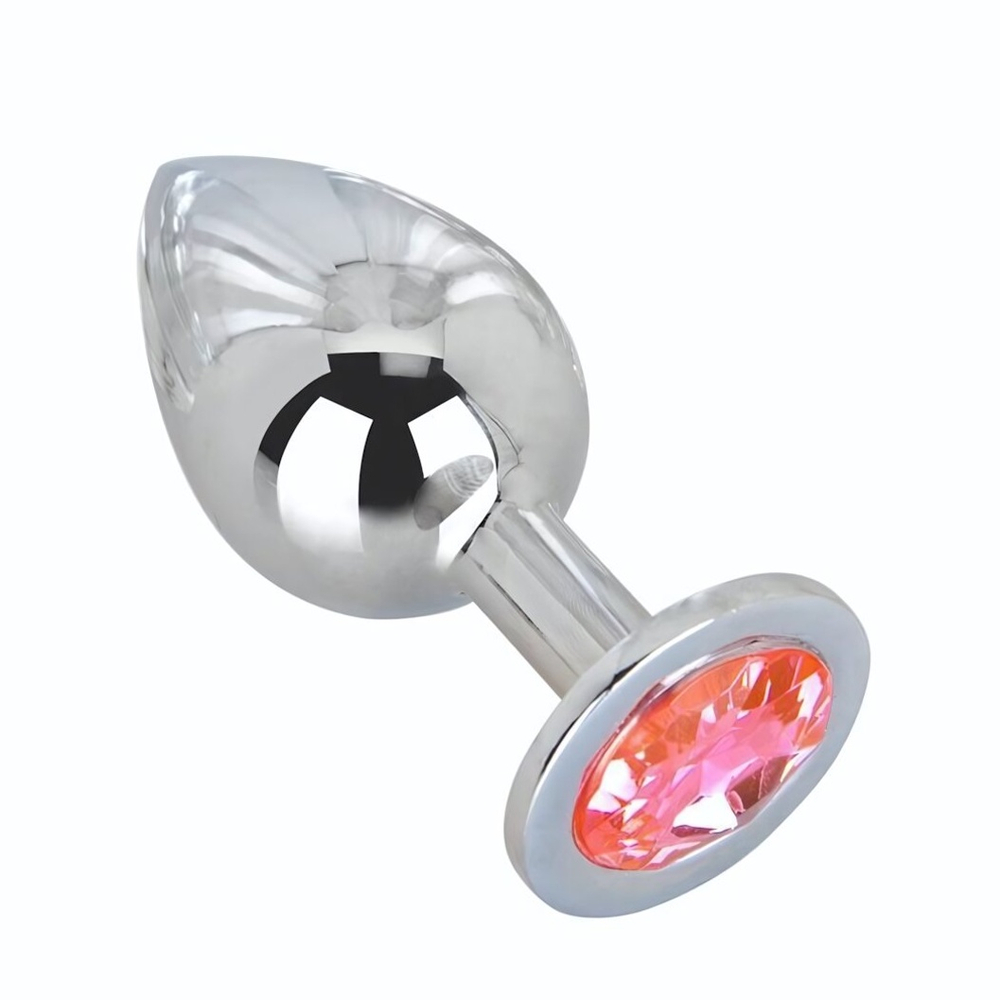 Большой стальной плаг с розовым кристаллом Pink Bubble Gum - 9,5 см. (Цвет: розовый)