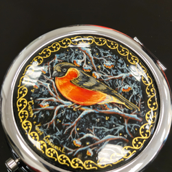 Сувенирное зеркальце с ручной росписью "Снегирь"