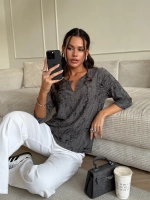 Блузка нарядная трикотажная офисная рукав 3 4