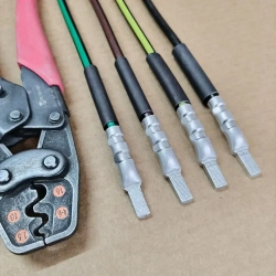 Наконечник штыревой алюминиевый плоский для СИП 16. Комплект из 4 шт с термоусадкой