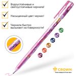 Набор гелевых ручек Crown "Glitter Metal Jell" 6шт., 06цв., 1,0мм, с блестками, ПВХ уп., европодвес