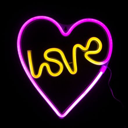 Световая фигура "Сердце Love" розовый/желтый 25х27 см