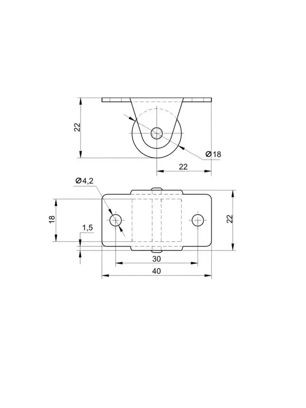 Колесо мебельное прорезиненное для дивана шкафа тумбочки