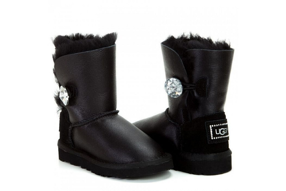 UGG Kids Bailey Button Bling Metallic Black