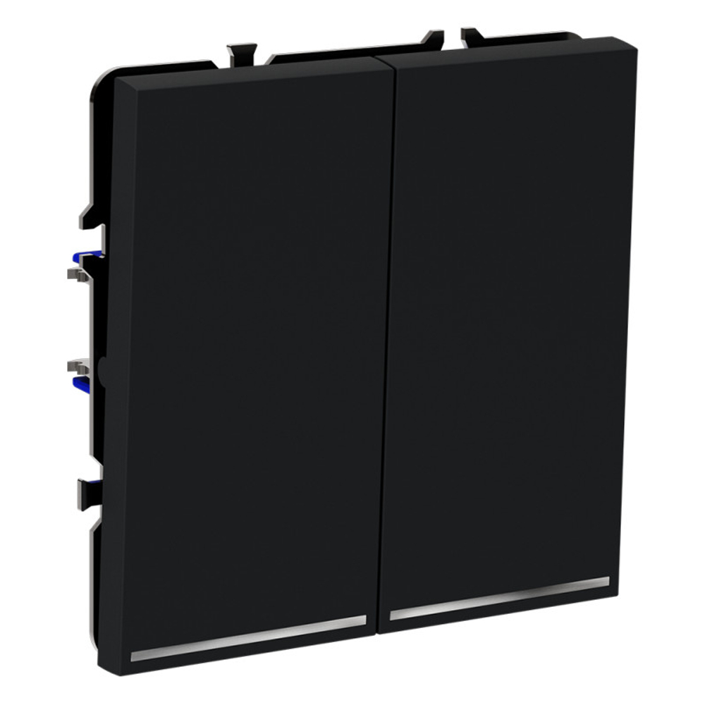 Выключатель встраиваемый VOLTUM S70 двухклавишный с подсветкой 10А, (графит)