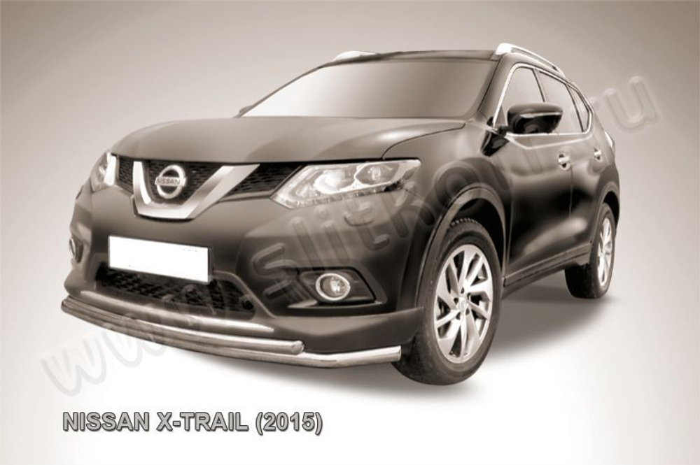 Защита переднего бампера (нержавейка) Nissan X-Trail (2013-2023) d57+d42