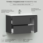 Комплект тумба Roberto 100 (1002х450х606) подвесная с раковиной Adel 100/Adelina 100 Графит