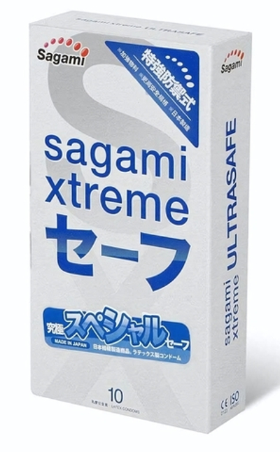 Презервативы Sagami Xtreme Ultrasafe с двойным количеством смазки - 10 шт. (Цвет: прозрачный)