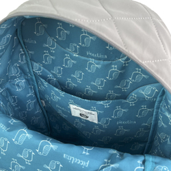 Стеганный рюкзак с кошкой "MATILDASan", серый, 25-8694-1, KUSUGURU