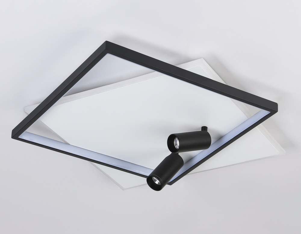 Светильник светодиодный настенно-потолочный с пультом FL5138/2+2 WH/BK белый/черный 77W 3000K/4200K/6400K+4200K 505*493*130 (ПДУ ИК)