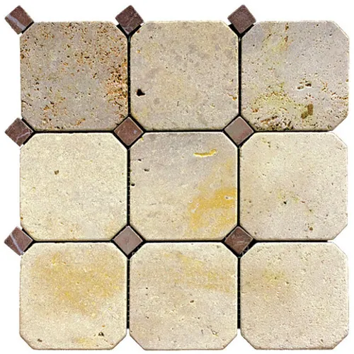 M090+M074-BT Мозаика из натурального камня Natural Octagon бежевый октагон квадрат глянцевый