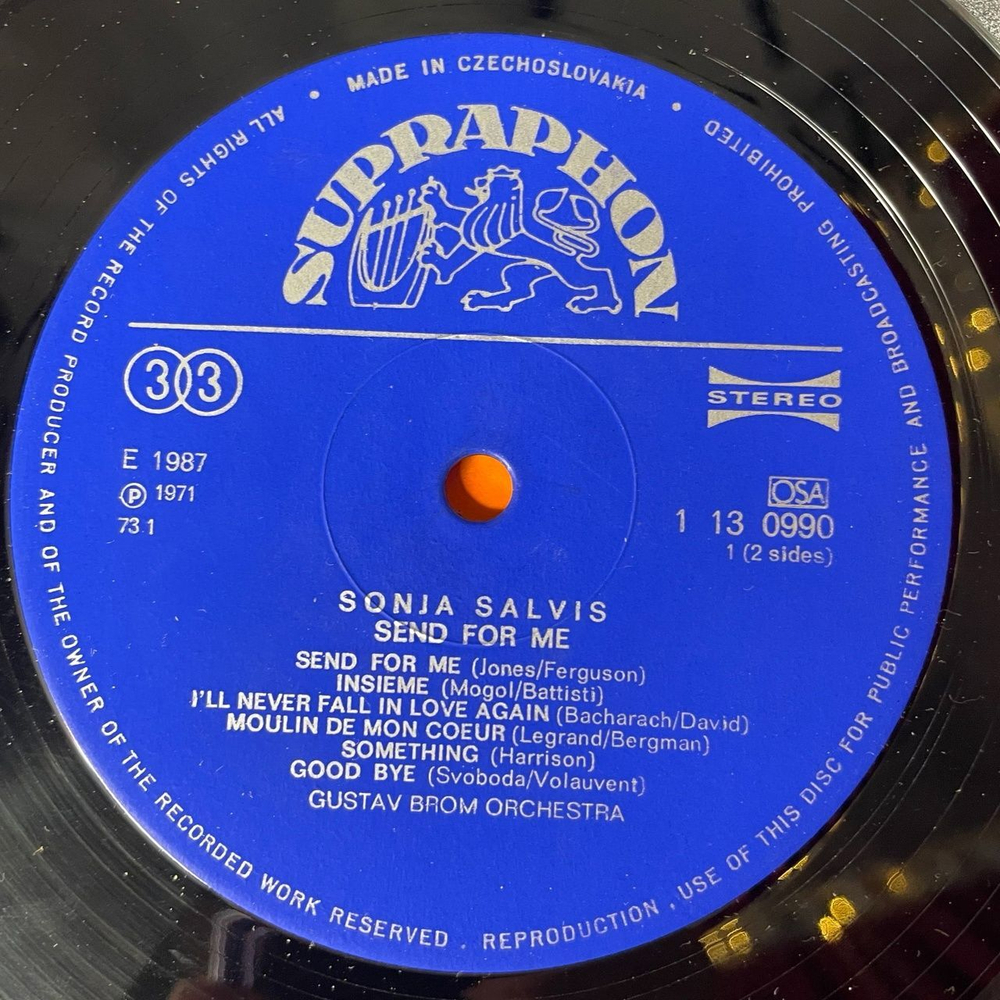 Винтажная виниловая пластинка LP Sonja Salvis, Gustav Brom Orchestra Оркестр Густава Брома Send For Me (Чехословакия 1972)
